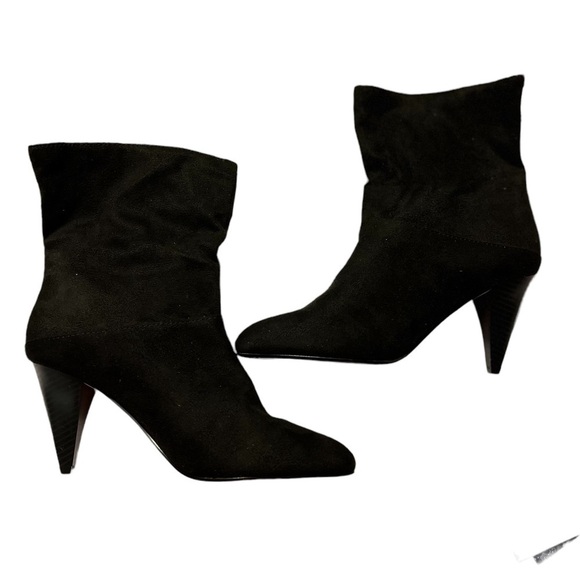Express Faux Suede Heeled Ankle Boot 8 - Picture 1 of 9